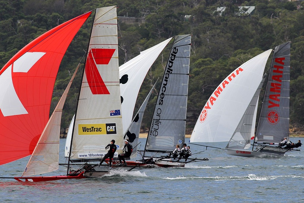 Race for fourth - JJ Giltinan 18ft Skiff Championship 2013, Race 5 © Frank Quealey /Australian 18 Footers League http://www.18footers.com.au